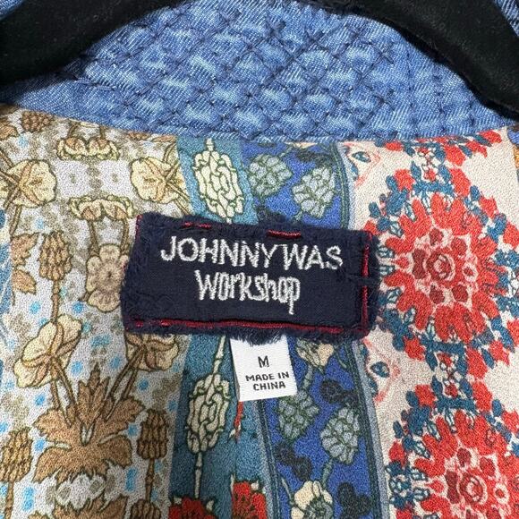 Johnny Was Sashiko Embroidered Patchwork Blazer - Medium - Women's Blue Chambray - Picture 5 of 7